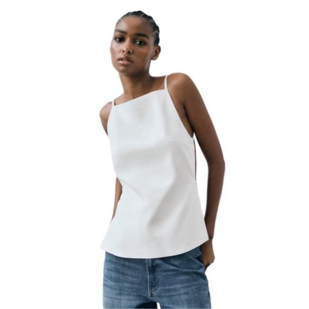 NWT - Zara Linen Blend Top with Open Back - size XL